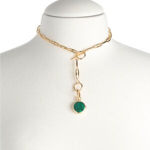 NWT Mignonne Gavigan Malachite Locket/Charm Necklace